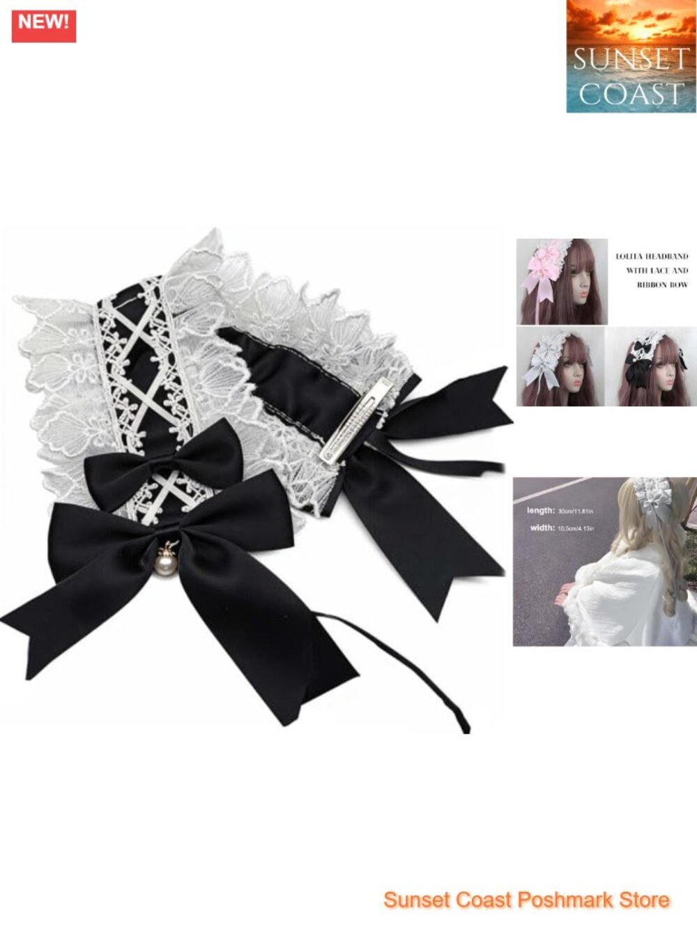 Lolita Lace Ribbon Bow Headband Cosplay Party Hair Accessory